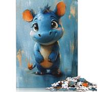 Puzzle 1000 pièces en Papier représentant Un rhinocéros Bleu, Jeu éducatif pour Adultes et Adolescents (75 x 50 cm).