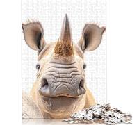 Puzzle 1000 pièces en Papier représentant Un rhinocéros en Gros Plan, idéal pour Halloween, pour Adolescents, décoration d'intérieur et Cadeaux Uniques (75 x 50 cm)