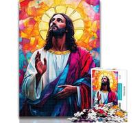 Puzzle 1000 pièces en vitrail Jésus pour Adultes, décoration Murale Artistique et idée Cadeau d'anniversaire pour Amis, Bureau à Domicile 26x38cm