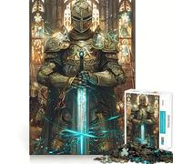 Puzzle 1000 pièces en vitrail représentant Une épée sacrée, idéal pour Adultes Jeu d'exercice Mental et de Relaxation pour Les vœux du Père Noël 38x26cm