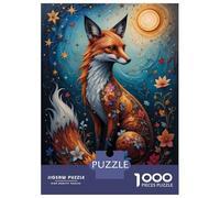 Puzzle 1000 Pièces Enchanted Fox with Floral Accents Puzzles pour Adolescents : Améliorent La Mémoire, Défi Éducatif, Cadeaux pour Les Amis Et La Famille 52x38cm/1000pcs