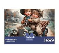 Puzzle 1000 Pièces Enfants Conduite Voiture pour Adultes - Enfants Balade Voiture Vintage, Défiant Difficile, Décoration et Cadeaux, 38x26cm