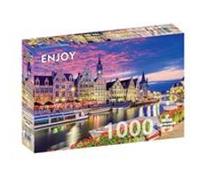 Puzzle 1000 pièces ENJOY - Gand au crépuscule, Belgique multicolore G