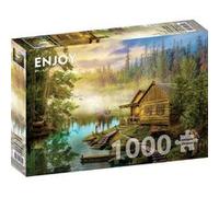 Puzzle 1000 pièces Enjoy - Une cabane en rondins sur la rivière multicolore G