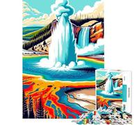 Puzzle 1000 pièces Éruption du Geyser de Yellowstone Activités Amusantes à la Maison Défi Difficile Jeu Impossible pour Les 14 Ans et Plus (38x26cm)