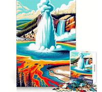 Puzzle 1000 pièces Éruption du Geyser de Yellowstone pour Adolescents, Exercice Mental, Distraction Douce, découpe précise, Cadeau de Noël (38x26cm)