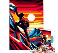 Puzzle 1000 pièces Escalade Coucher de Soleil WPAP Défi cérébral Jeu addictif et Manuel Cadeau d'anniversaire Cadeau Père Noël Secret (Dimensions 38x26cm)