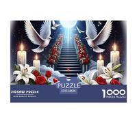 Puzzle 1000 Pièces Escalier vers Le Paradis, Colombes et Roses, Idée de Cadeau, Jeu Éducatif Défi pour Adultes 52x38cm/1000pcs