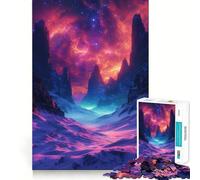 Puzzle 1000 pièces Espace Néon Désert Galactique pour Adultes Jeu de Réflexion Amusant et Paisible Pièce de Collection Art Découpée avec Précision (38x52cm)