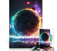 Puzzle 1000 pièces Espace Planète Glace et Feu pour Adultes, Jeu de réflexion, Divertissement paisible, pièce de Collection aux découpes soignées (50x75cm)