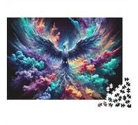 Puzzle 1000 pièces Essor du phénix coloré Adultes, phénix Cosmique nébuleuse Mystique coloré Premium épais Robuste Vibrant Stimulant Anti-Stress Jeu Familial déco 38x26cm