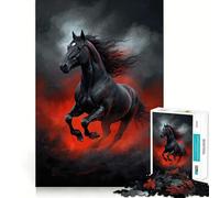 Puzzle 1000 pièces Étalon Noir,Jeu d'assemblage précis,Jeu de logique et d'adresse,Divertissement pour Passer Le Temps,Cadeau d'anniversaire Amusant (38x52cm)