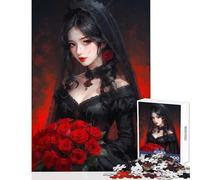 Puzzle 1000 pièces Eternal Noir Elegance Décoration Murale Cadeau d'anniversaire Jeu de réflexion avec pièces de Formes aléatoires Parfaitement emboîtables Dimensions 38x52cm