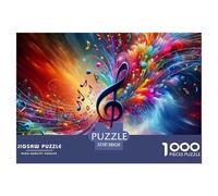 Puzzle 1000 pièces Explosion Musicale, Peinture Rêve Fleurs Notes Musicales Adulte, Jeu Éducatif Décoration Maison Cadeau 38x26cm