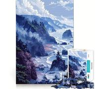 Puzzle 1000 pièces Falaises du Pacifique Pixel Art Ajustement Parfait Jeu de Réflexion et de Détente Cadeau Art de Noël (38x52cm)