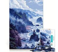 Puzzle 1000 pièces Falaises du Pacifique Pixel Art Ajustement Parfait Jeu de Réflexion et de Détente Cadeau Artistique de Noël (38x26cm)