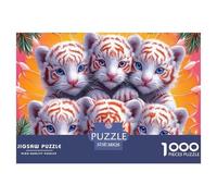 Puzzle 1000 pièces Familial Petits Tigres Blancs 38x26cm - Pyramide Six Petits Tigres, divertissant challengeant, activité Anti-Stress Maison