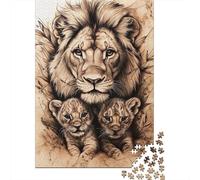 Puzzle 1000 pièces Famille de Lions artistiques Puzzles pour Adultes Renforcer Les Relations Entre Les Membres de la Famille (75 x 50 cm)