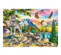 Puzzle 1000 pièces : Famille de loups et aigles Castorland