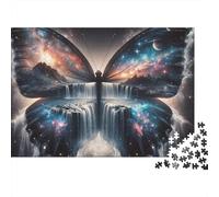 Puzzle 1000 pièces Fantaisie de Papillon Cosmique Adultes, Papillon Cosmique Cascade Galaxie surréaliste Stimulant Premium épais Robuste Vibrant Anti-Stress Cadeau déco Familial 38x26cm