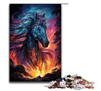 Puzzle 1000 pièces Fantasy Beautiful Dark Horse pour Adultes Jeu Familial Amusant Anti-Stress Difficile 1000 pièces (75 x 50 cm)