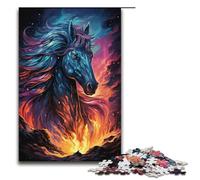 Puzzle 1000 pièces Fantasy Beautiful Dark Horse pour Adultes Puzzle en Bois Jeu Stimulant 1000 pièces (38 x 26 cm)