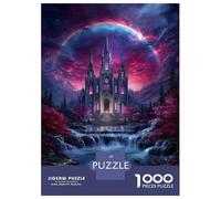 Puzzle 1000 Pièces Fantasy Castle with Waterfall and Rainbow Puzzle Adulte, Casse-tête, Découpe De Précision, Cadeau Unique pour Anniversaire Et Noël 52x38cm/1000pcs
