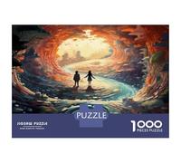 Puzzle 1000 Pièces Fantasy Cityscape with Two Figures pour Adolescents - Jeu De Réflexion - Cadeaux pour Femmes - Idées Cadeaux Uniques pour Un Anniversaire Ou Noël 52x38cm/1000pcs