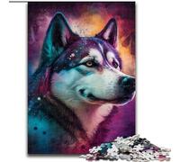 Puzzle 1000 pièces Fantasy Husky en Bois, Taille 50x75cm, Jeu de réflexion interactif en Famille, adapté aux 14 Ans et Plus