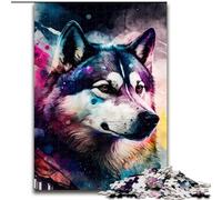 Puzzle 1000 pièces Fantasy Husky pour Adolescents, Casse-tête Stimulant pour Une soirée de Jeux en Famille (Taille 38x26cm)