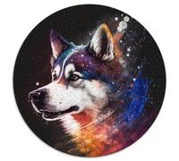 Puzzle 1000 pièces Fantasy Husky, Puzzle Rond 1000 pièces, soirée de Jeux en Famille, décoration intérieure et entraînement cérébral, Cadeau 67,5 x 67,5 cm