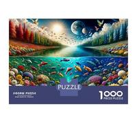 Puzzle 1000 Pièces Fantasy Nature Scene with Flowers and Fish pour Adolescents - Jeu De Réflexion - Cadeaux pour Femmes - Idées Cadeaux Uniques pour Un Anniversaire Ou Noël 38x26cm/1000pcs