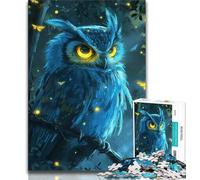 Puzzle 1000 pièces Fantasy Owl pour Adolescents, Anti-Stress, Vacances à la Maison, Tue Le Temps avec Affiche Assortie et fiche de Questions 38x26cm