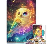 Puzzle 1000 pièces Fantasy Owl pour Adolescents, Anti-Stress, Vacances à la Maison, Tue Le Temps avec Affiche Assortie et fiche de Questions 38x26cm