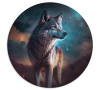 Puzzle 1000 pièces Fantasy Wolf, Puzzle Rond 1000 pièces pour Adultes, décoration intérieure, entraînement cérébral et Cadeaux de Noël, 67,5 x 67,5 cm