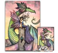 Puzzle 1000 pièces Fée et Dragon en Papier Jeu de décoration à Faire soimême Jouet interactif Familial 1000 pièces (38 x 26 cm)