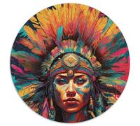 Puzzle 1000 pièces Femme amérindienne, Puzzle Rond 1000 pièces pour Adultes, Design Complexe pour Adolescents, décoration DIY et Divertissement Stimulant (67,5x67,5cm)