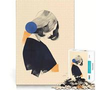 Puzzle 1000 pièces Femme au Cercle Bleu pour Adultes Réfléchissez,entraînez-Vous,jouez,Assemblage serré,Aucune pièce ne se détache Cadeau Unique pour soulager Le Stress (38x26cm)