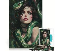 Puzzle 1000 pièces Femme au Serpent pour Adultes Réfléchissez,entraînez-Vous,jouez,Assemblage serré,Aucune pièce ne se détache Cadeau Unique pour soulager Le Stress (50x75cm)