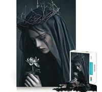 Puzzle 1000 pièces Femme au Voile Noir pour Adultes Jeu de mémoire et de Concentration Ajustement Parfait Format Compact Idéal pour des Moments de Jeu en Famille (50x75cm)