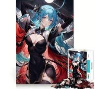 Puzzle 1000 pièces Femme aux Cheveux Bleus Jeu de précision,de logique et d'adresse,idéal pour se détendre ou comme Cadeau d'anniversaire (50x75cm)