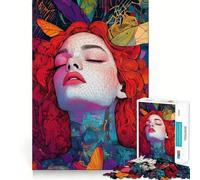 Puzzle 1000 pièces Femme aux Papillons pour Adultes Réfléchissez,entraînez-Vous,jouez,Assemblage Solide,Aucune pièce ne se détache Cadeau Unique pour soulager Le Stress (38x26cm)