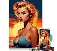 Puzzle 1000 pièces Femme Blonde et Ambiance Estivale pour Adultes, idéal pour développer Son Esprit, Jouer au Puzzle et créer Un Jeu d'adresse Silencieux et Amusant 38x52cm Un Cadeau Exquis