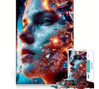 Puzzle 1000 pièces Femme céleste avec Effet Verre brisé,découpe précise,Jeu créatif et intellectuel,Moment de détente,Cadeau d'anniversaire (38x26cm)
