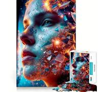 Puzzle 1000 pièces Femme céleste avec Effet Verre brisé Jeu d'adresse Amusant et Stimulant,idéal pour Un Moment de détente et de Calme Cadeau d'anniversaire Artistique (38x52cm)