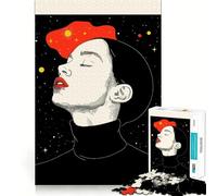 Puzzle 1000 pièces Femme contemplant Les étoiles,Jeu Stimulant Le Cerveau,Assemblage Parfait,Divertissement d'intérieur Confortable pour Tous (50x75cm)