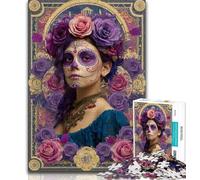 Puzzle 1000 pièces Femme Crâne de Sucre pour Adultes et Adolescents, Difficile à réaliser, mais Amusant et Humoristique, décoration d'intérieur et Cadeaux Uniques (38x26cm)