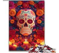 Puzzle 1000 pièces Femme Crâne de Sucre pour Adultes et Adolescents, Jeu Stimulant et Interaction Parent-Enfant en Famille (26x38cm)