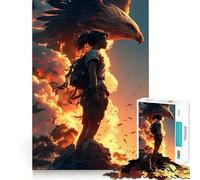 Puzzle 1000 pièces Femme et Aigle au Coucher du Soleil pour Adultes Jeu de mémoire et de Concentration Ajustement Parfait Format Compact Idéal pour des Moments de Jeu en Famille (50x75cm)