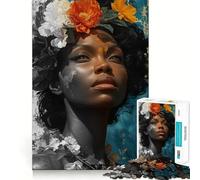 Puzzle 1000 pièces Femme Fleur Jeu de réflexion Amusant Pièces précises et sans Couture Activité relaxante à Faire en Groupe à l'intérieur (38x52cm)